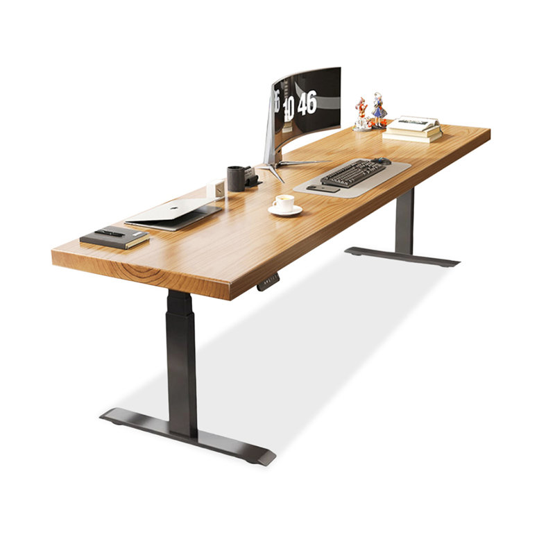 Brown Rectangular Solid Wood desk, 53.15" H x 94.49" W x 27.56" D