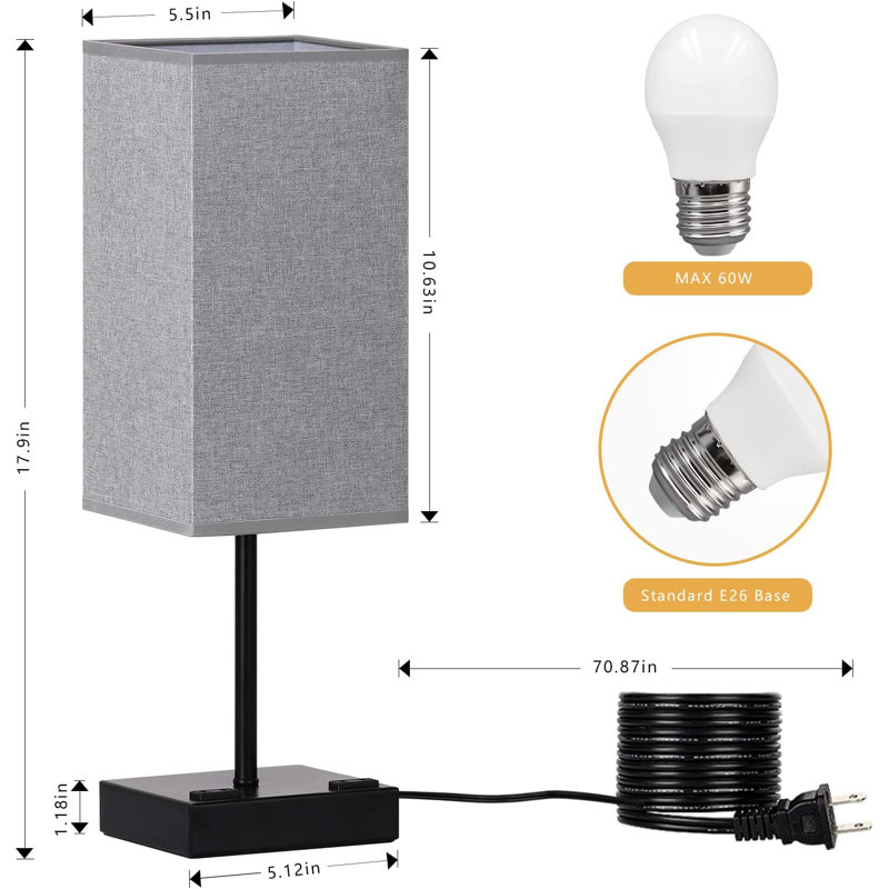 Lampe de table USB en métal Yarnall