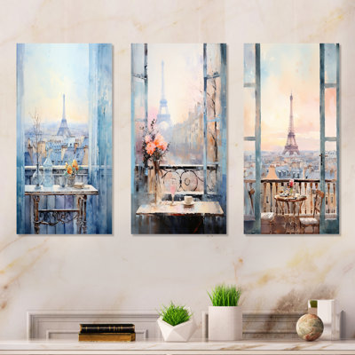 «Paris Winter Window View I», ensemble de salon 3 pièces