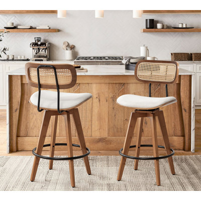 Sirine Swivel Linen Bar & Counter Stool by Bay Isle Home