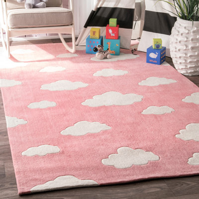 Tapis rose touffeté fabriqué à la main Abbas Cloudy Sachiko