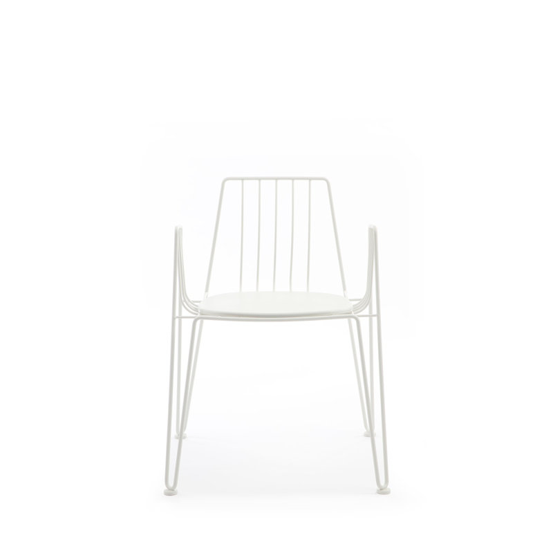 Frakston Stacking Patio Dining Armchair with Cushion, White