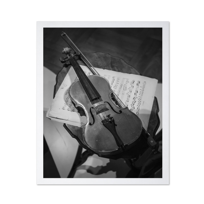 Violin Photography, Poster, White Framed, 11"H x 14"W