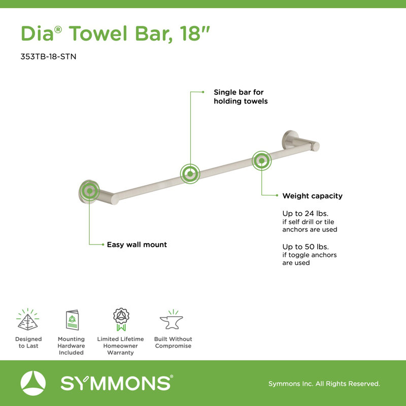 Dia 4 Piece Bath Accessory Hardware Set, Satin Nickel