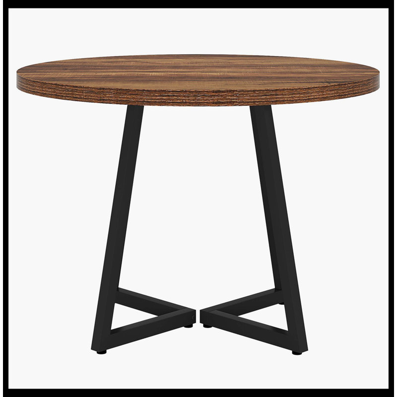 31.5" Dining Table, Industrial Kitchen Dinner Table With Metal Base