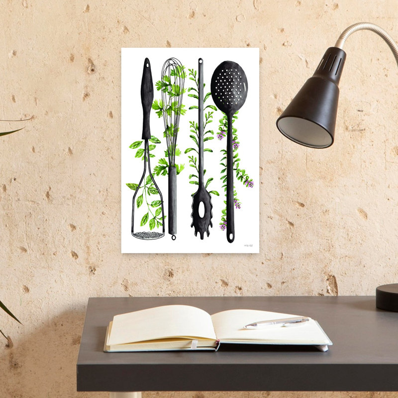 Ustensiles de cuisine - Affiche murale abstraite et fantaisiste représentant un paysage de fruits, H 18 po x l 12 po