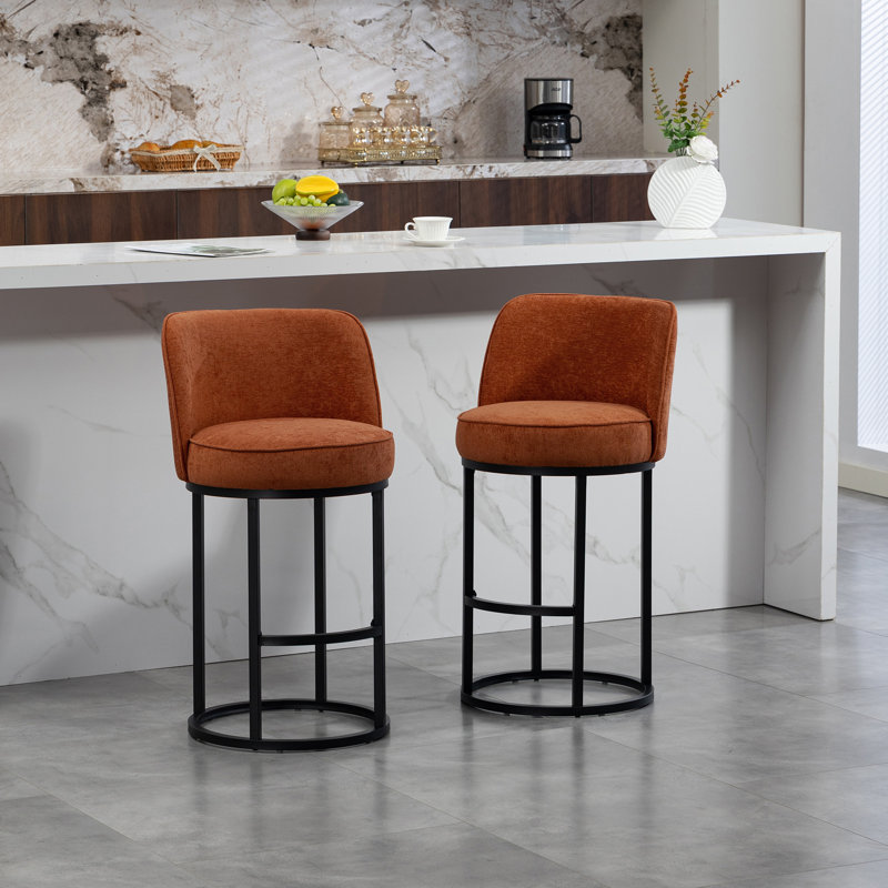 Ensemble de 2 tabourets de bar à hauteur de comptoir, Orange