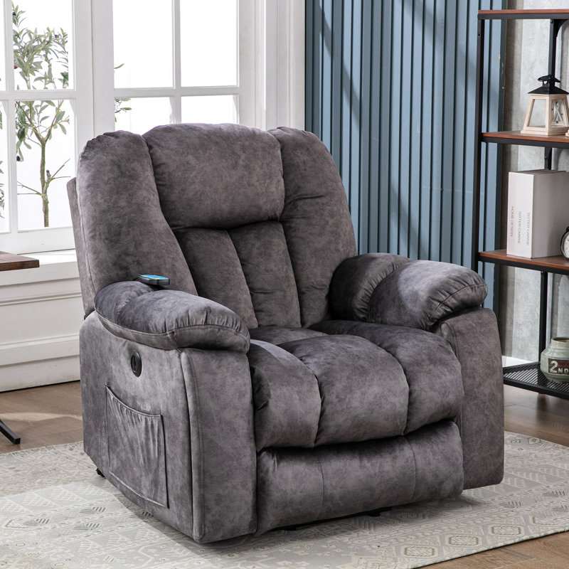 Upholstered Heated Massage Chair, Grey