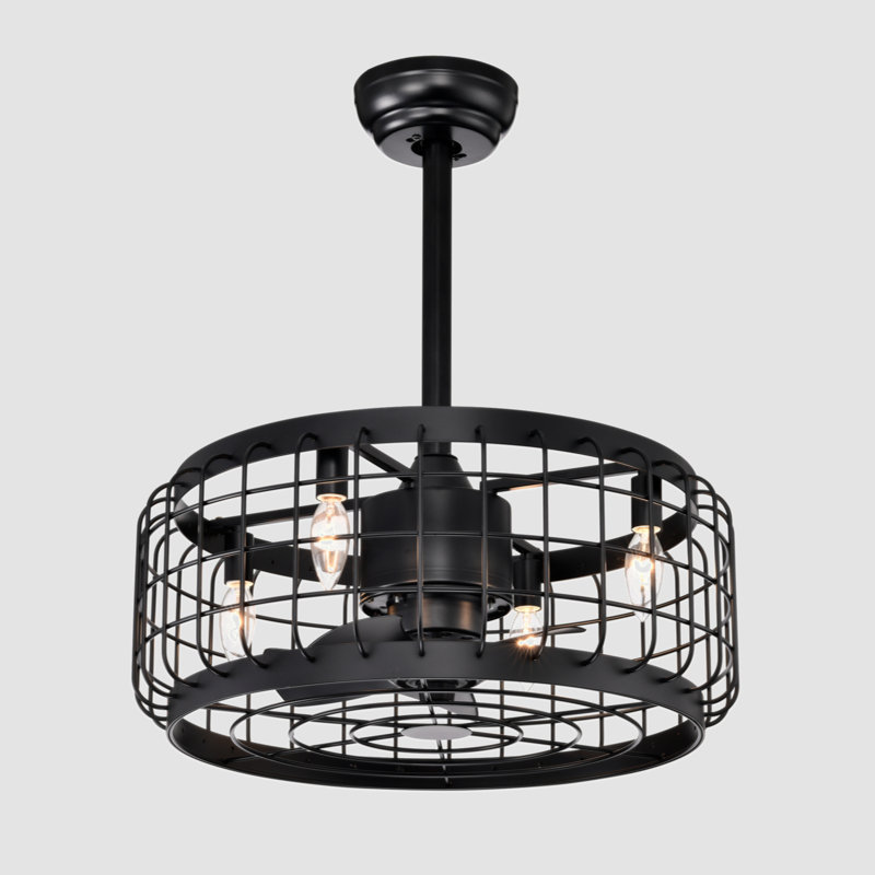 Ventilateur de plafond à cage 20,24 po avec télécommande Saziye, minuterie, 3 vitesses