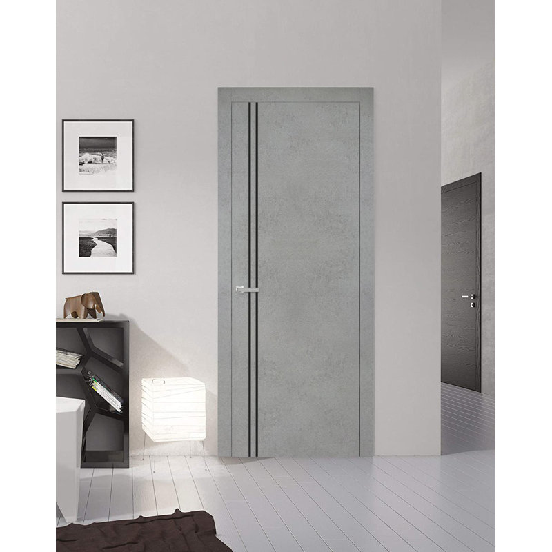 Porte intérieure moderne en bois avec quincaillerie | Planum 0016 noyer | Garnitures à panneau simple | Portes de salle de bain robustes