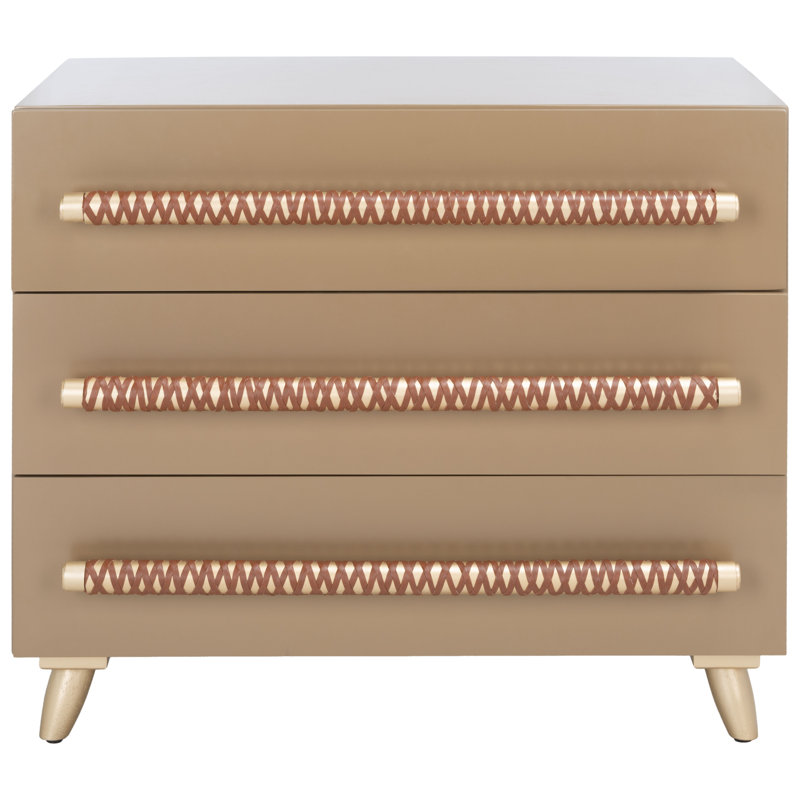 Commode 3 tiroirs l 31,5 po Abdülkerim, Taupe / or