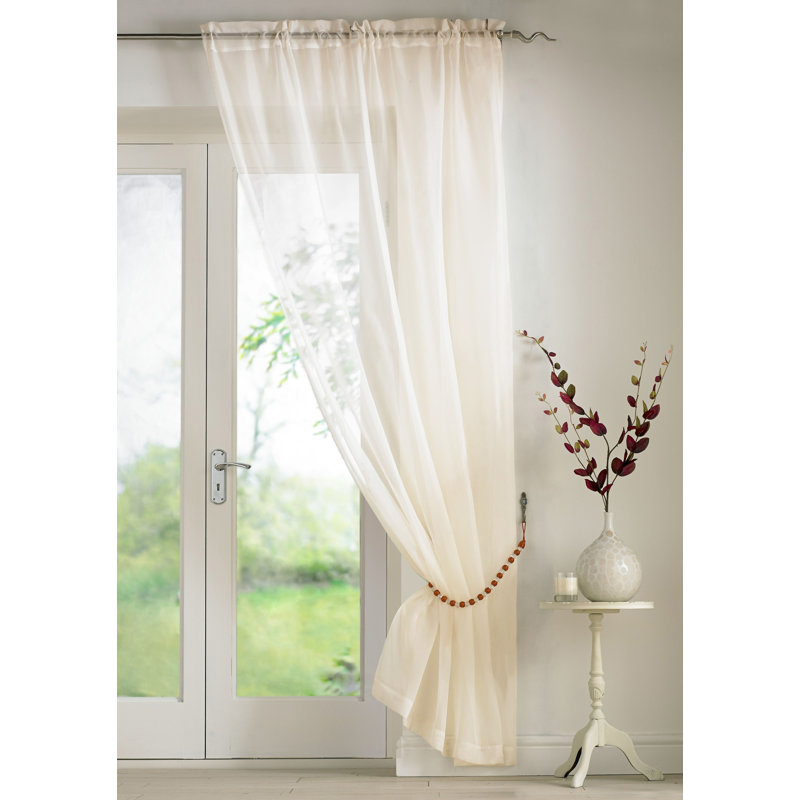 Billerica Sheer Curtain Single Panel, 145 W x 183 D cm, Cream