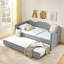 Lit de jour moderne, lit de jour rembourré équipé d'une base de lit gigogne escamotable et d'une poche de rangement latérale, canapé-lit multifonctionnel pour chambre à coucher et chambre d'amis-130899496-130899497