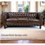  Canapé Chesterfield 3 places avec capitonnage à boutons profonds et accoudoirs roulés, canapé rembourré classique pour la maison, brun