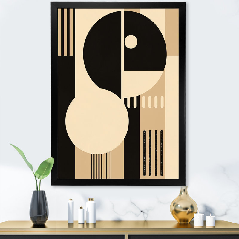 Essential Existance Circular Geometrics - Modern Geometric Wall Decor, H 20 po x l 12 po x P 1 po, Cadre simple noir