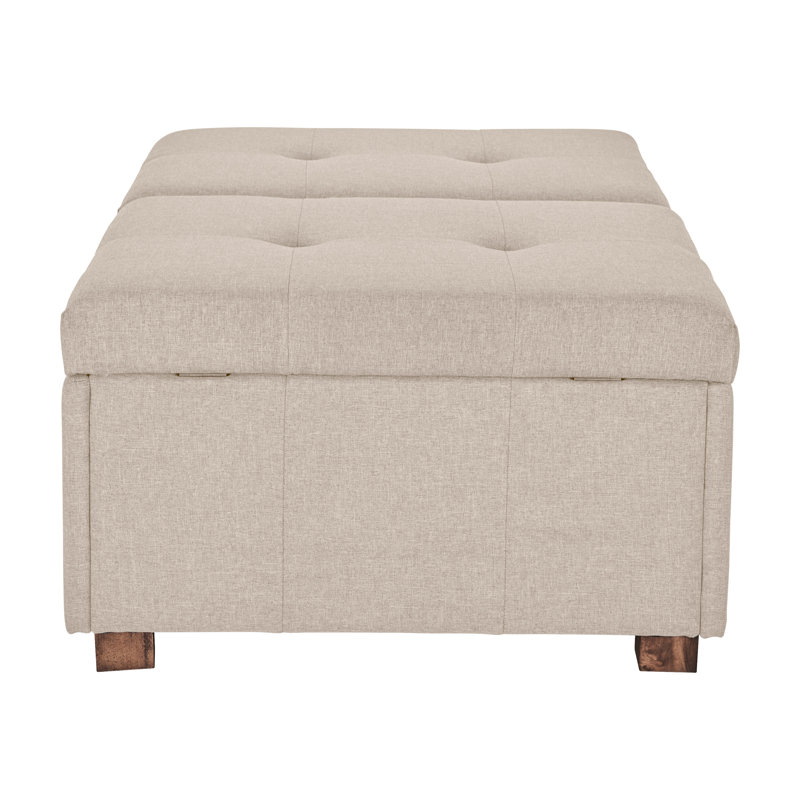 Betiel Upholstered Ottoman, Beige Polyester
