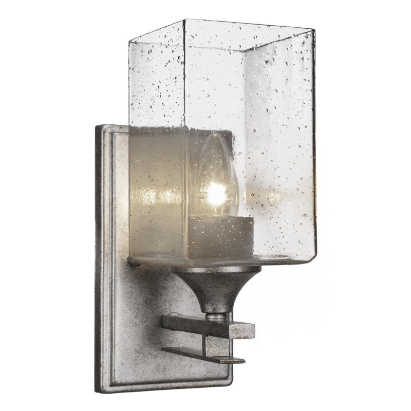 Uptowne Wall Sconce, Aged Silver, Clear, Square