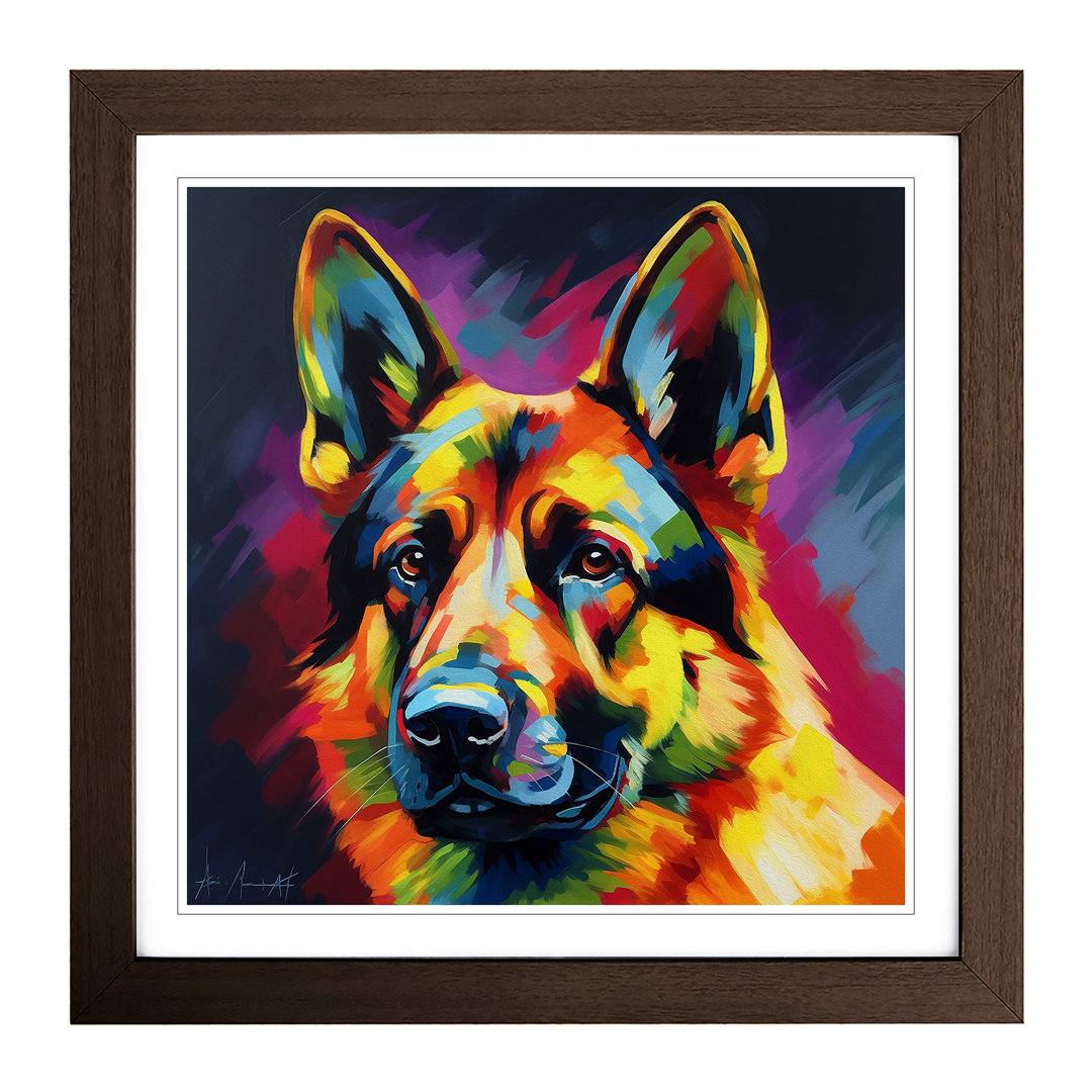 German Shepherd Colour Field Painting No.1 - Framed Print