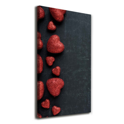 Hearts on the Blackboard 1 Piece Wrapped Canvas Wall Art