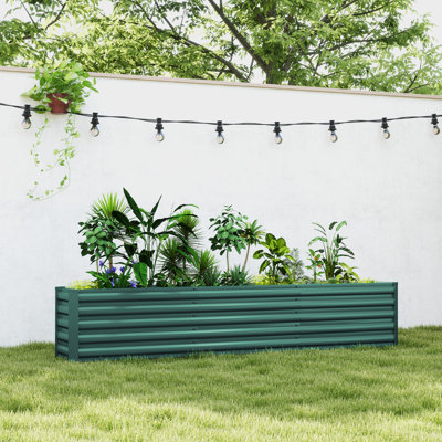 Jardin surélevé galvanisé 8 x 1,3 x 1,5 pi, fond ouvert, vert