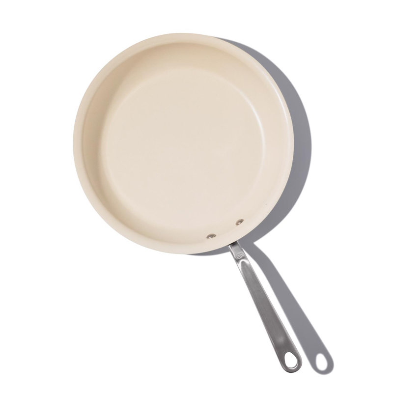 Made In Cookware Ceramic/Stainless Steel Fry Pan 10 in. Silver/White, 12" W