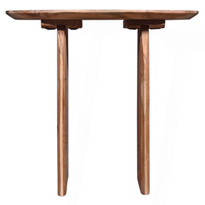 Table de bout ovale en bois d'acacia massif, table d'appoint à double piédestal