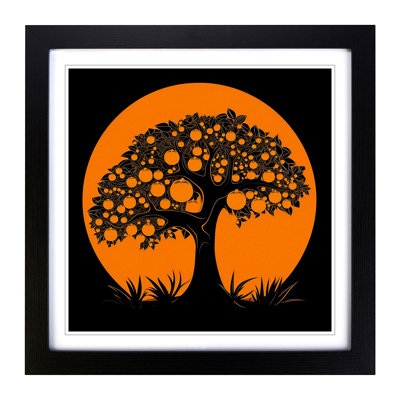 Orange Fruit Silhouette - Framed Print