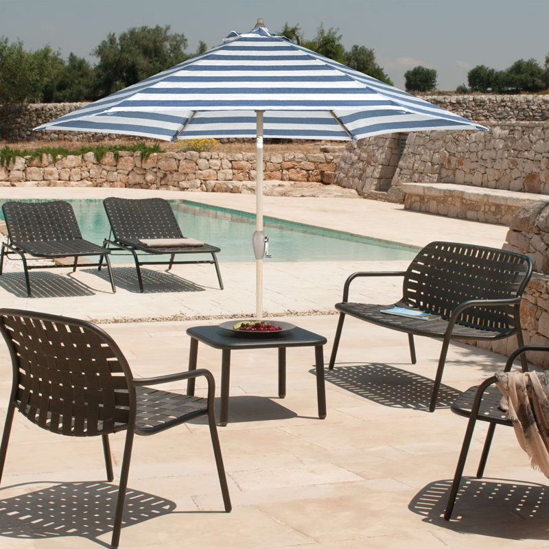 Parasol avec manivelle Spragens 108, Bleu / blanc