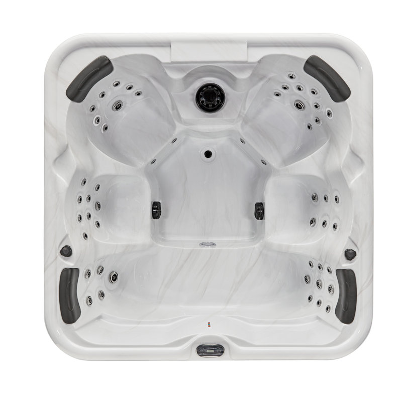 Gray Acrylic 6-Person Square Hot Tub with Ozonator