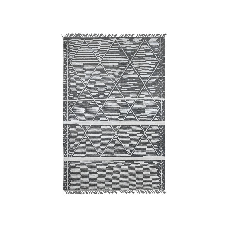 Tapis gris en laine noué à la main 6 pi 1 po x 9 pi 4 po 36BB8FFCC228401AA8C505728E7CD5D2