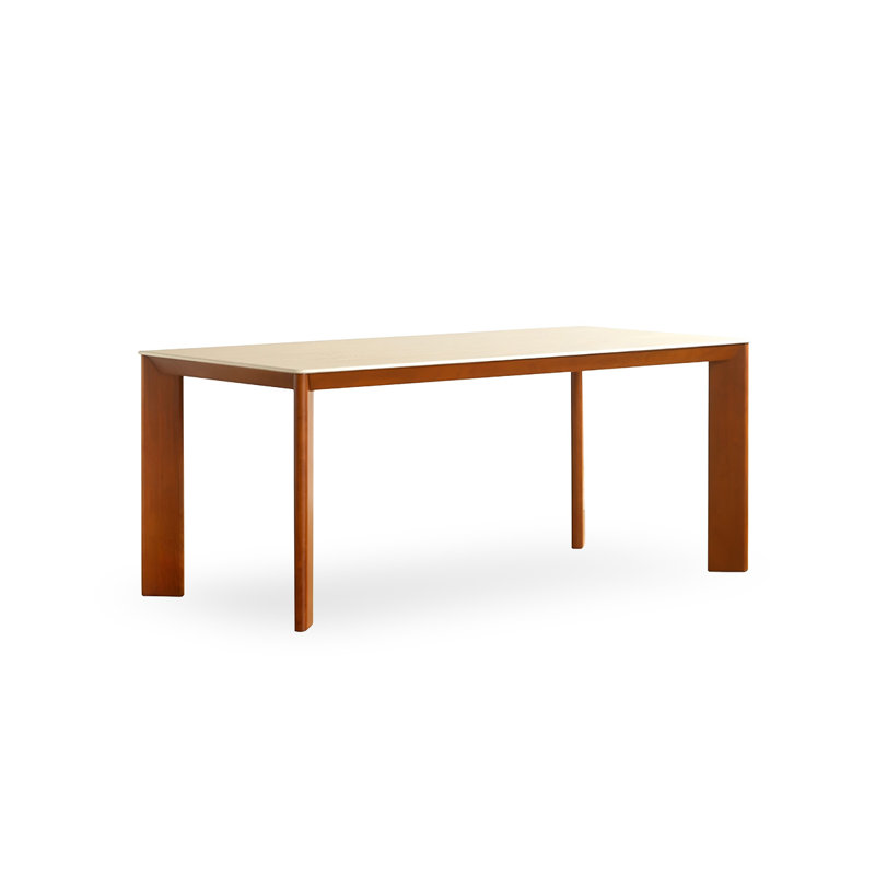 Table de salle à manger brune en bois fritté rectangulaire et bois massif, H 29,53 po x L 62,99 po x l 33,46 po