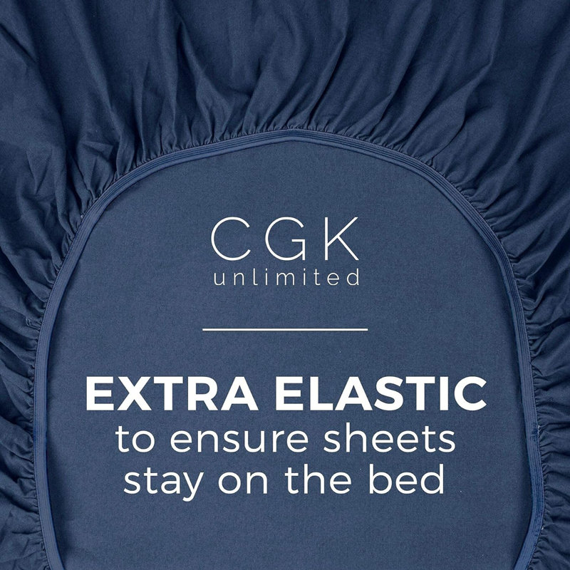 Fitted Sheet Only, Soft Cooling Bed Sheet, Breathable Hotel Luxury Bedding, Deep Pocket 8–16 Inch Mattress Fit, Navy Blue