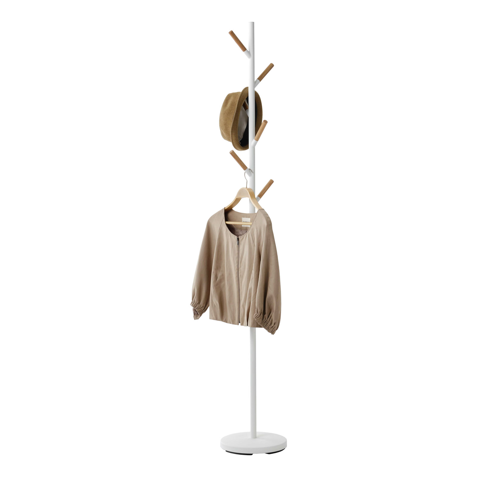 Yamazaki Home Coat Hanger, Steel, Weighted Base, White