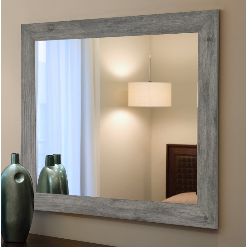 Machuca Engineered Wood Rectangle Wall Mirror, 39.5" H x 45.5" W, Gray