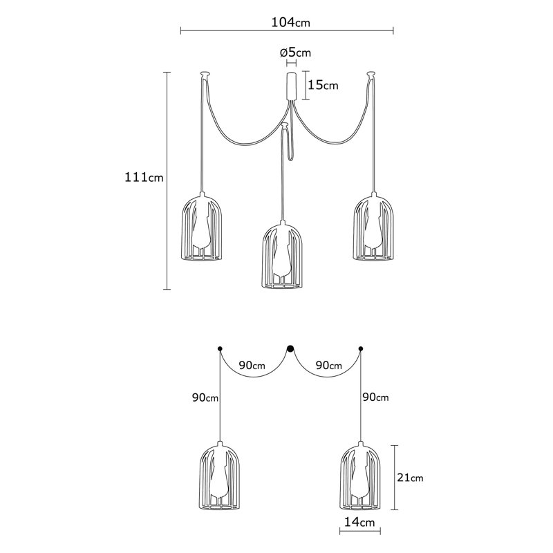 Luminaire suspendu géométrique à 3 lumières Didcot