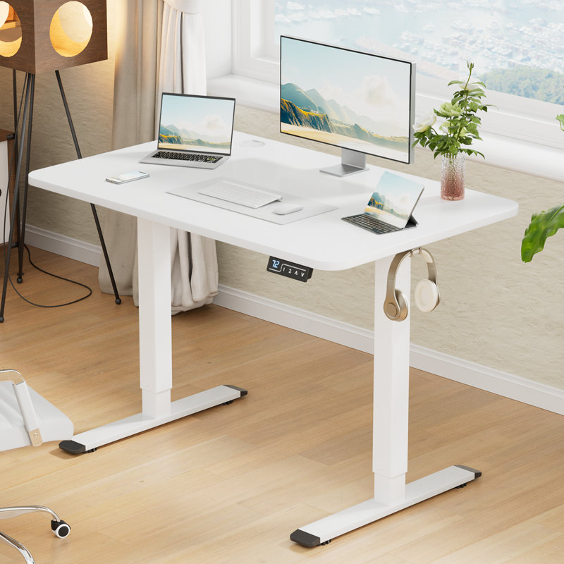 Bureaux debout à hauteur réglable Putnam, H 48 po x l 39,37 po x P 23,62 po, Blanc