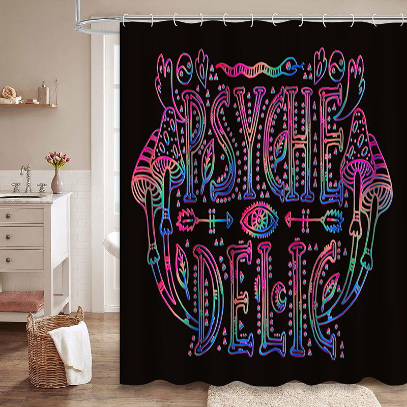 Rideau de douche psychédélique avec 12 crochets, L 72 po x l 78 po