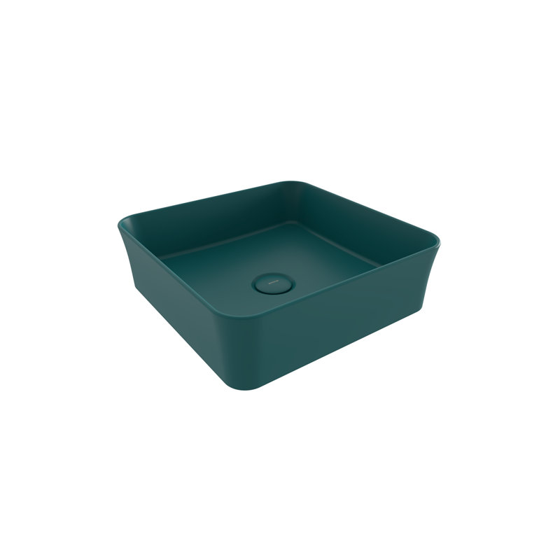 Bocchi Sottile Slim Line 385mm L x 385mm W Ceramic Square Sink, Matte Petrol Blue