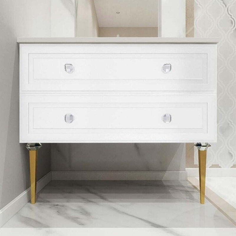 Alma 42.25" Wall Mounted Single Bathroom Vanity with Top, Bianca