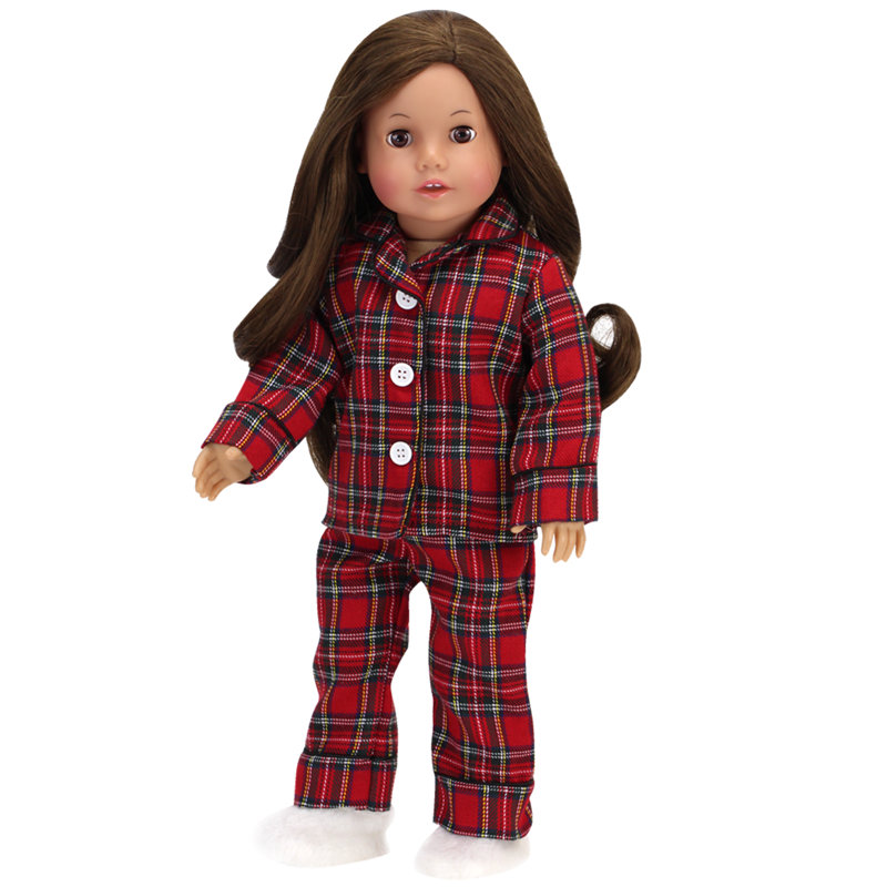 Doll Flannel Pajama and Slippers Set
