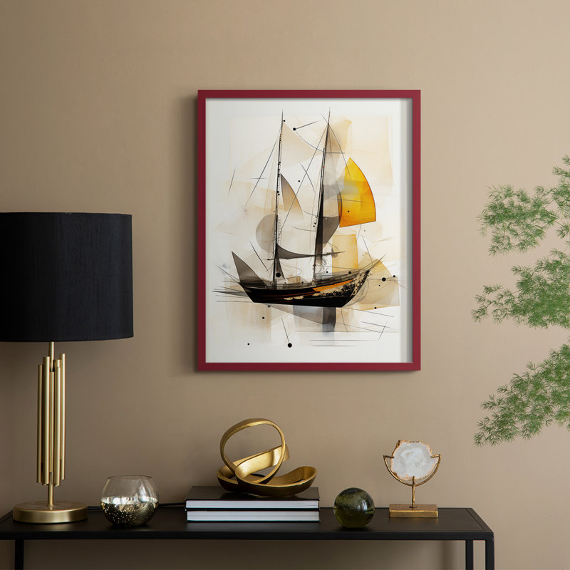 NAUTICAL Series CCCCLIIII - Impression encadrée de qualité supérieure - Prêt à être accroché - Aucun clou requis, Rouge