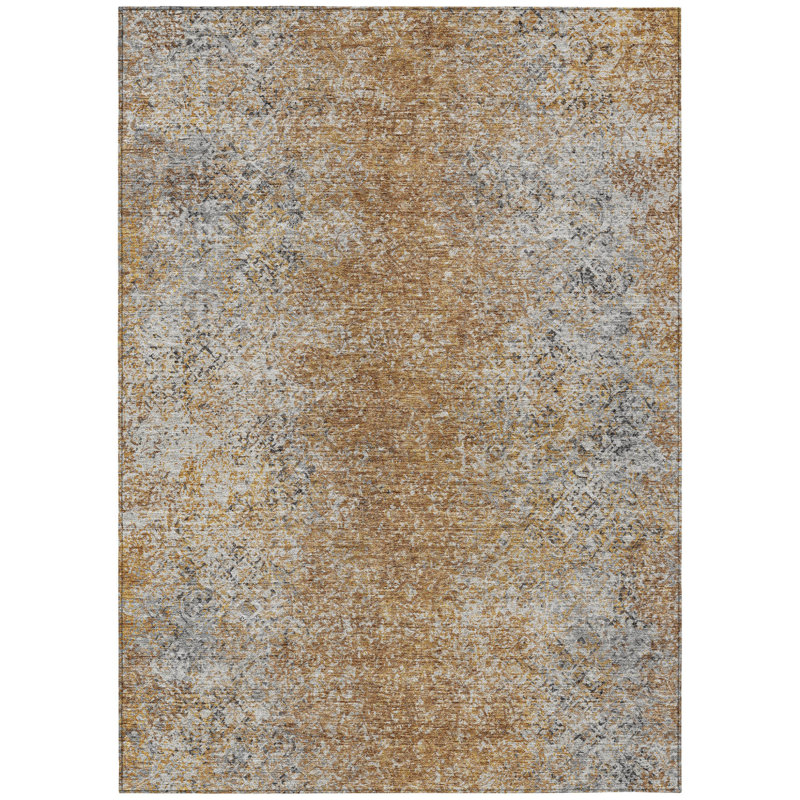 Tapis d'extérieur lavable en terre cuite argent et charbon 8 pi x 10 pi
