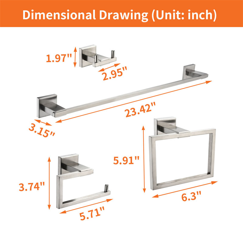 4 - Piece Bathroom Hardware Set, Brushed Nickel