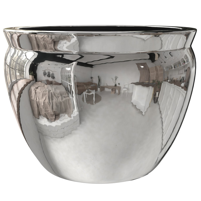 Shewmaker Medallion Cachepot, Pure Silver, 12.5" H x 16.25" W x 16" D