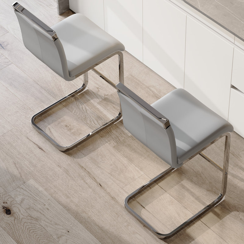 Tabouret de comptoir rembourré Mikale, 2, Gris clair
