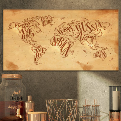 " Vintage World Map In Chalk Artwork "