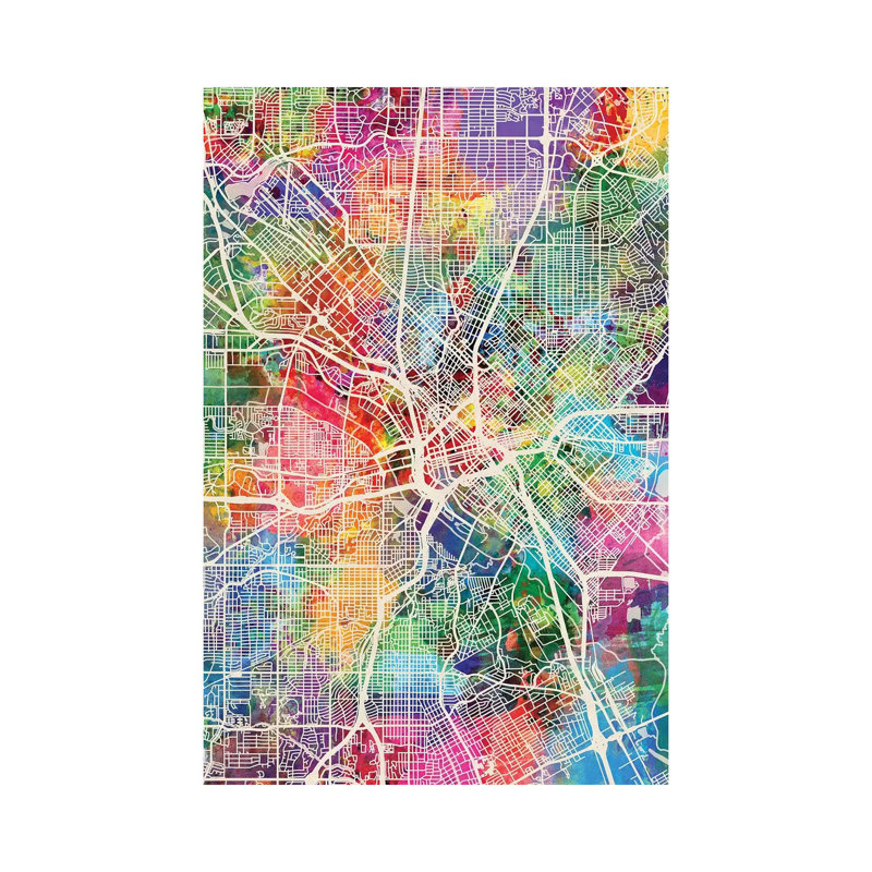 Dallas Texas City Map I by Michael Tompsett - Wrapped Canvas Gallery-Wrapped Canvas Giclée