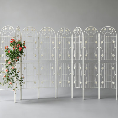 Paquet de 8 treillis de jardin en métal 70 po x 19 po - Treillis d'extérieur robuste antirouille pour plantes grimpantes, support de fleurs thermolaqué noir avec décoration papillon pour vignes, roses, concombres, haricots