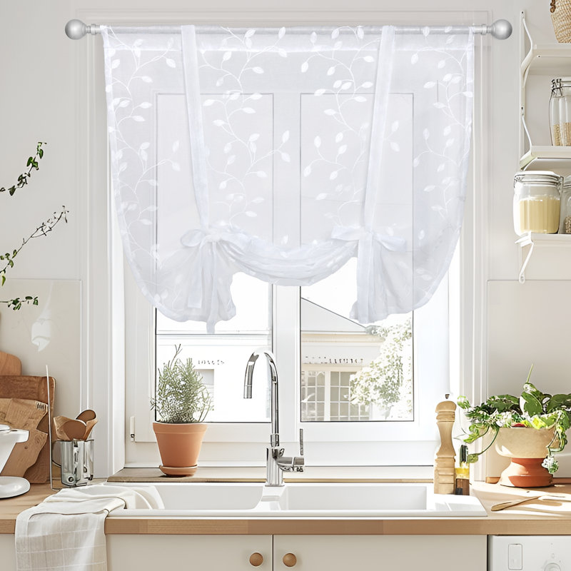Rod Pocket Sheer Window Valance, White