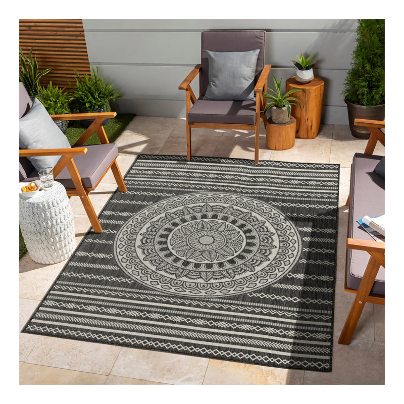 Sunshine GC_HAR2017 Anthracite Indoor/Outdoor Area Rug, Runner 2'7" x 7'3"
